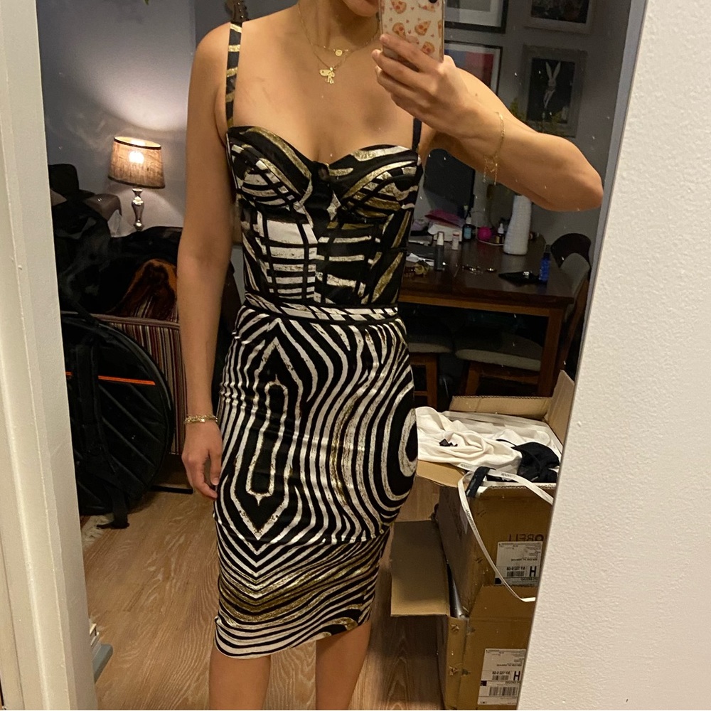 Just Cavalli satin bustier bodycon dress